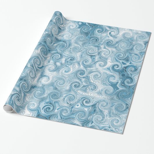 Blau bewegt Packpapier wellenartig (Ungerollt)