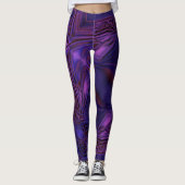 Blau bis lila verblasste Textur und digitale Kratz Leggings (Vorderseite)