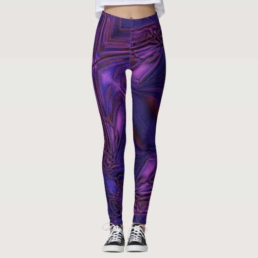 Blau bis lila verblasste Textur und digitale Kratz Leggings (Vorderseite)