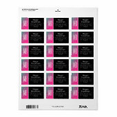 Blau bis rosa Glitzer/B&W/DIY Name Address Monogra Adressaufkleber (Vorne)