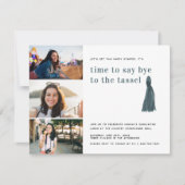 Blau | Bis zum Tassel Abschluss Foto Party Einladung (Vorderseite)