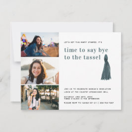 Blau | Bis zum Tassel Abschluss Foto Party Einladung