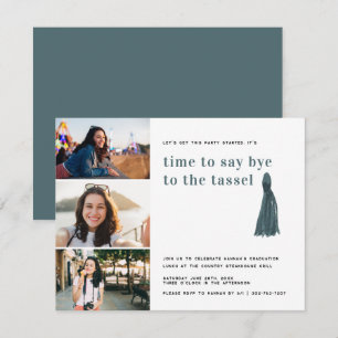 Blau Bis zum Tassel Abschluss Foto Party Einladung
