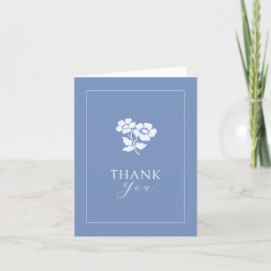 Blau Blank   Blaue Florale Gefaltete Dankeshochzei Dankeskarte
