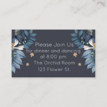 Blau Blätter Weiße Blume Moderne Hochzeitsempfehlu