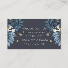 Blau Blätter Weiße Blume Moderne Hochzeitsempfehlu Begleitkarte