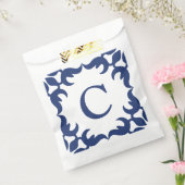 Blau-Blau-Scroll-Monogramm Geschenktütchen (Versiegelt)