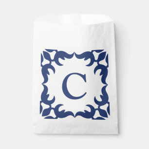 Blau-Blau-Scroll-Monogramm Geschenktütchen
