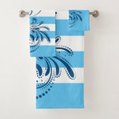Blau, blau und weiß Streifen Badehandtuch Set (Insitu)