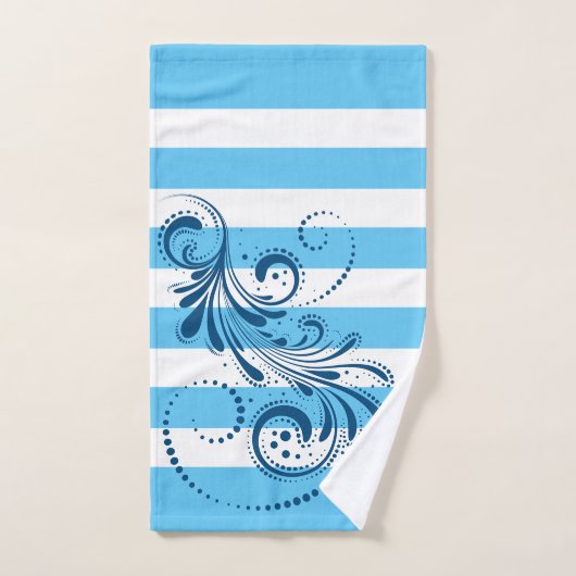 Blau, blau und weiß Streifen Badehandtuch Set (Handtuch)
