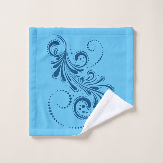 Blau, blau und weiß Streifen Badehandtuch Set (Waschlappen)