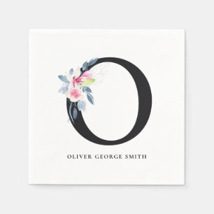 BLAU-BLAU-WEISSE FLUSSALPHABETS LETTER O SERVIETTE