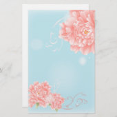 Blau-blaue, blühende, rosa Blume Briefpapier (Vorne/Hinten)