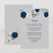 Blau-blaue Blume silberne Blätter graue Details Begleitkarte (Vorne/Hinten)