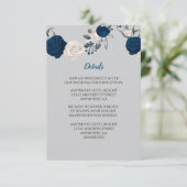 Blau-blaue Blume silberne Blätter graue Details Begleitkarte (Stehend Vorderseite)