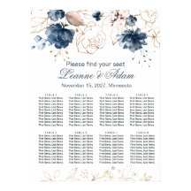 Blau-blaue Blumenmeere und goldene Hochzeit 8 Tisc