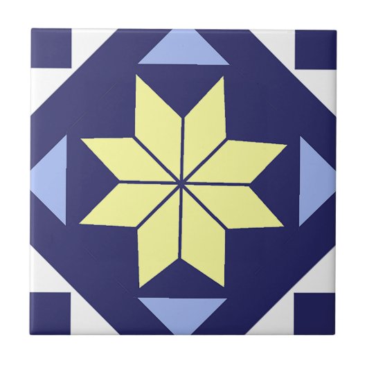 Blau-blaue Blütenmuster Fliese (Vorderseite)