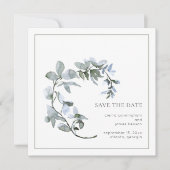Blau blaue Fläche Grüne Blüte Save the Date (Vorderseite)