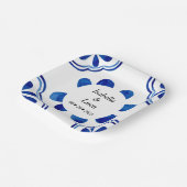 Blau-blaue Floral Tile Aquarell gestrichen Pappteller (Gewinkelt)