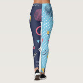 Blau-blaue geometrische Form der 80er Jahre Leggings (Rückseite)