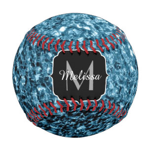 Blau-blaue Imitate Glitzer Funkeln Monogram-Name Baseball
