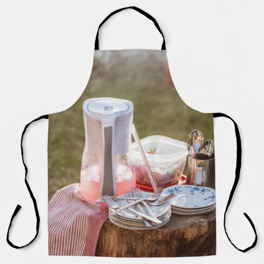 Blau-blaue Keramik Teller und Pitcher Schürze (Vorderseite)