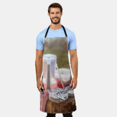 Blau-blaue Keramik Teller und Pitcher Schürze (Getragen)