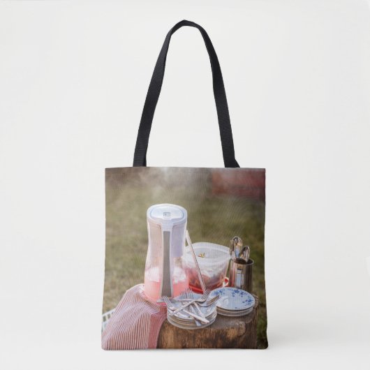 Blau-blaue Keramik Teller und Pitcher Tasche (Vorderseite)