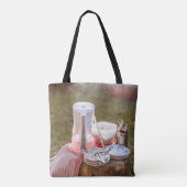 Blau-blaue Keramik Teller und Pitcher Tasche (Rückseite)