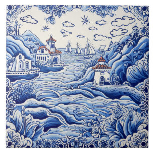 Blau-blaue Liebhaber des Mittelmeers Fliese