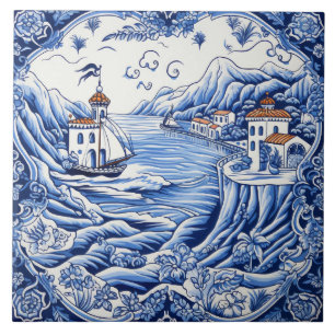Blau-blaue Liebhaber des Mittelmeers Fliese