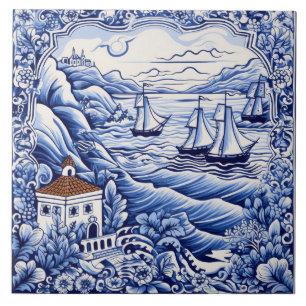 Blau-blaue Liebhaber des Mittelmeers Fliese