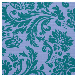 Blau-blaue und blaugrüne Blumengestauke Stoff