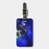 Blau-blaue Weihnachtsbaumgestaltung, nach Maß anpa Gepäckanhänger (Vorderseite vertikal)