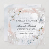 Blau-blaues Brautparty von White & Blush Einladung (Vorne/Hinten)