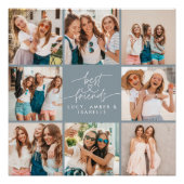 Blau-blaues Script-Herz-Foto Poster (Vorderseite)