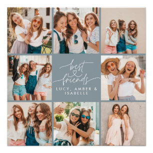 Blau-blaues Script-Herz-Foto Poster