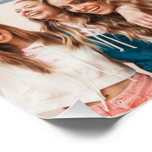 Blau-blaues Script-Herz-Foto Poster (Ecke)