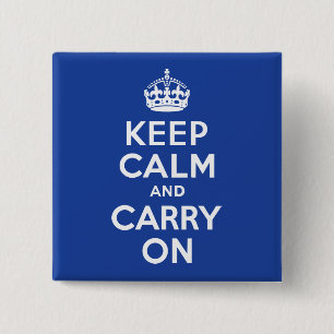 Blau Bleib ruhig und mach weiter Button