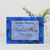 Blau blühende Blumen blauer Rose Einladung (Stehend Vorderseite)