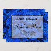 Blau blühende Blumen blauer Rose Einladung (Vorne/Hinten)