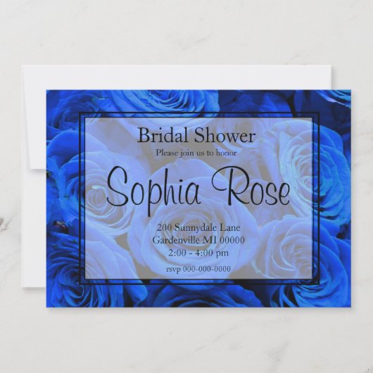 Blau blühende Blumen blauer Rose Einladung (Vorderseite)