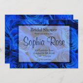 Blau blühende Blumen blauer Rose Einladung (Vorne/Hinten)