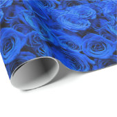 Blau blühende Blumen blauer Rose Geschenkpapier (Rolleneckpunkt)