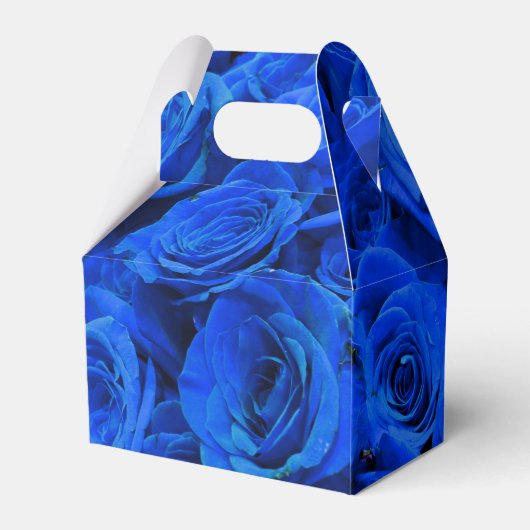 Blau blühende Blumen blauer Rose Geschenkschachtel (Rückseite)