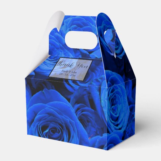 Blau blühende Blumen blauer Rose Geschenkschachtel (Vorderseite)