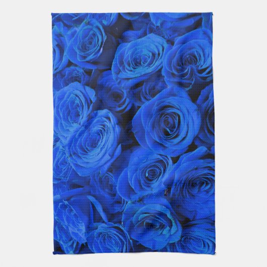 Blau blühende Blumen blauer Rose Geschirrtuch (Vertikal)