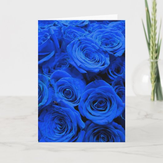 Blau blühende Blumen blauer Rose Karte (Vorderseite)