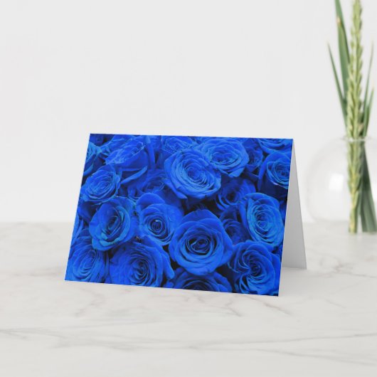 Blau blühende Blumen blauer Rose Karte (Vorderseite)