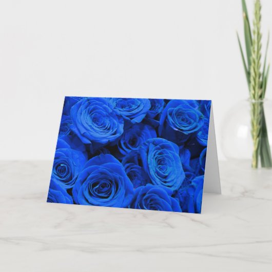 Blau blühende Blumen blauer Rose Karte (Vorderseite)